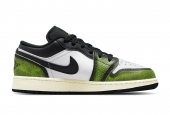 AIR JORDAN 1 LOW WHITE BLACK GREEN GS [DO8244-003]