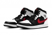 AIR JORDAN 1 MID BLACK CHILE RED WHITE [554724-075]