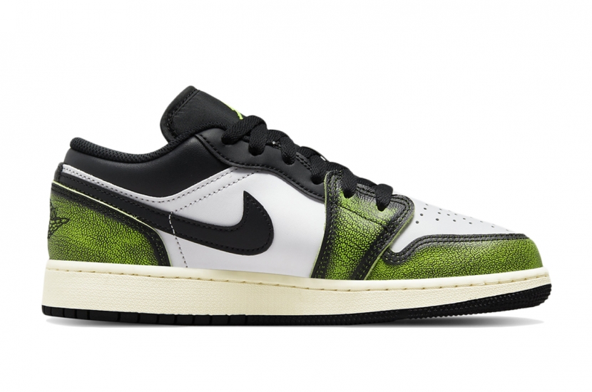 AIR JORDAN 1 LOW WHITE BLACK GREEN GS [DO8244-003]