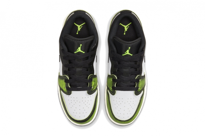 AIR JORDAN 1 LOW WHITE BLACK GREEN GS [DO8244-003]