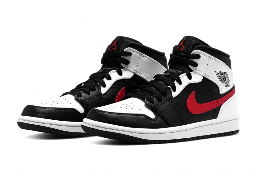 AIR JORDAN 1 MID BLACK CHILE RED WHITE [554724-075]