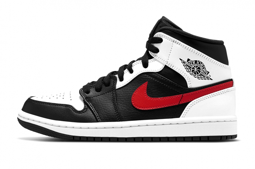 AIR JORDAN 1 MID BLACK CHILE RED WHITE [554724-075]