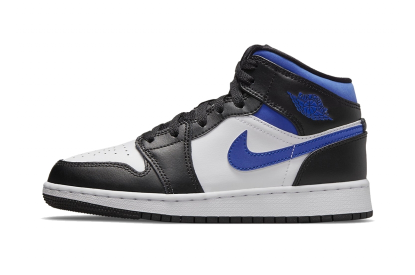 AIR JORDAN 1 MID WHITE BLACK RACER BLUE [554725-140]